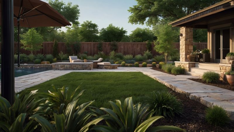 Wood Fence Backyard with Loungers