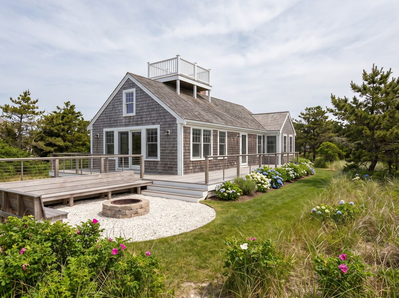 Beach House Deck with Sunken Fire Pit