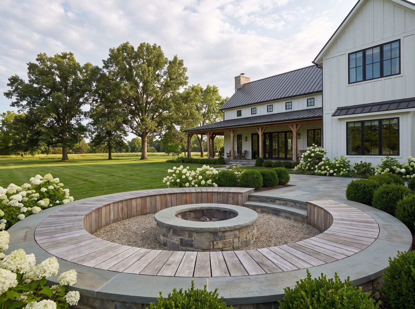 Circular Sunken Fire Pit with Timber Seating