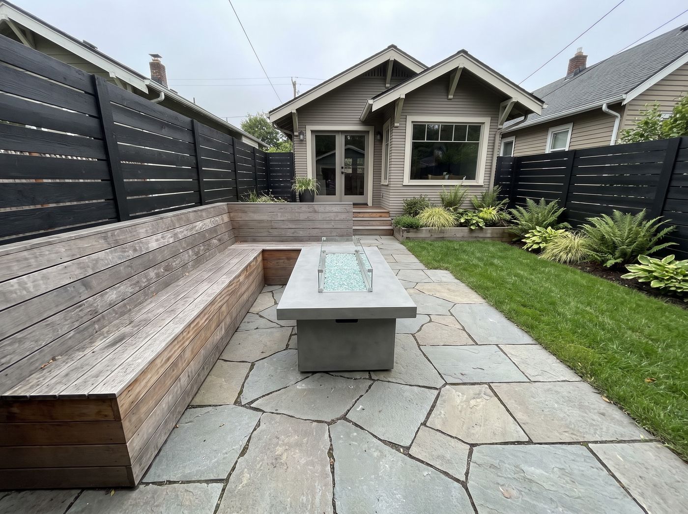 Concrete Fire Pit on Bluestone Patio