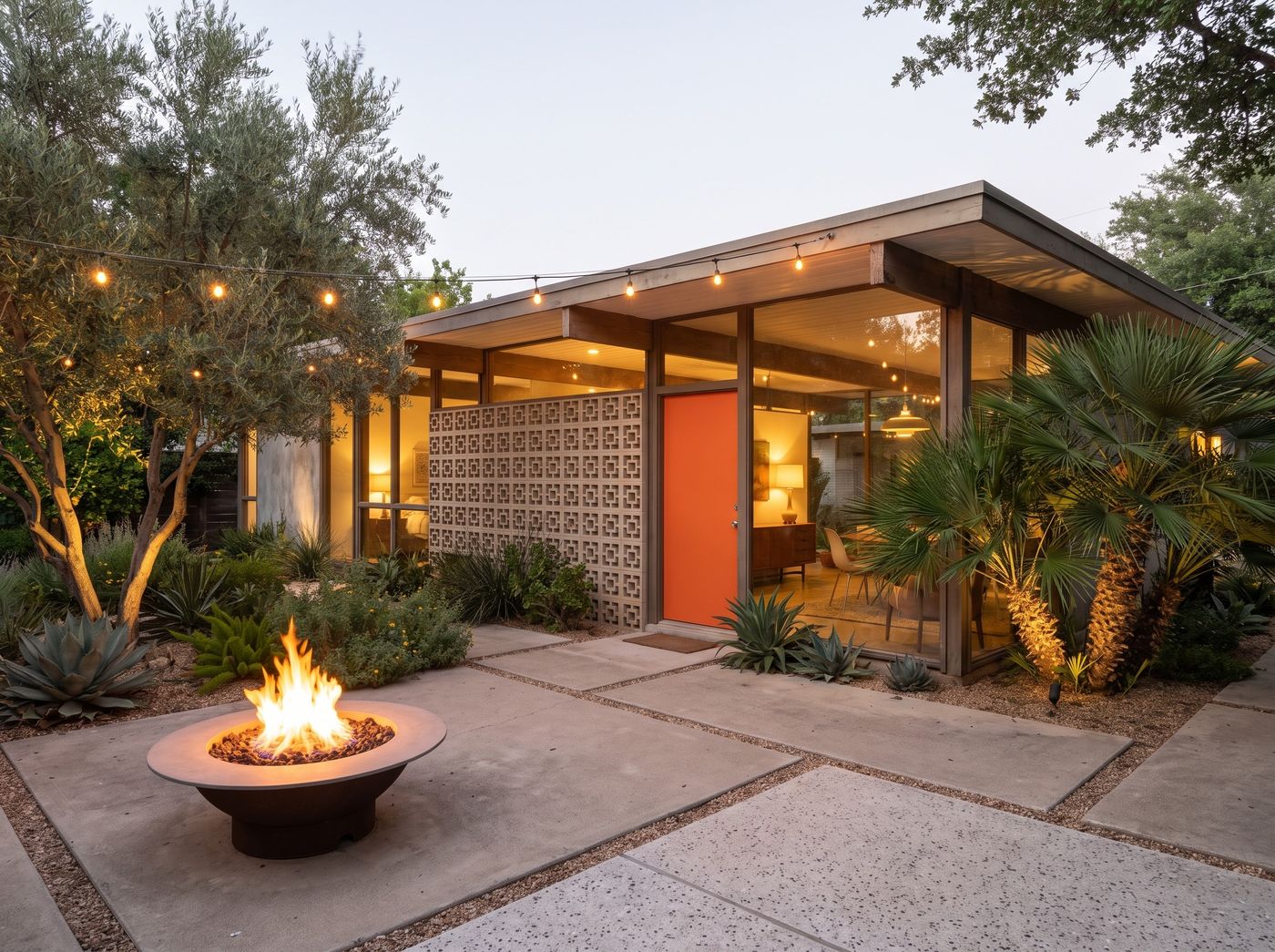 Concrete Patio with Circular Fire Pit