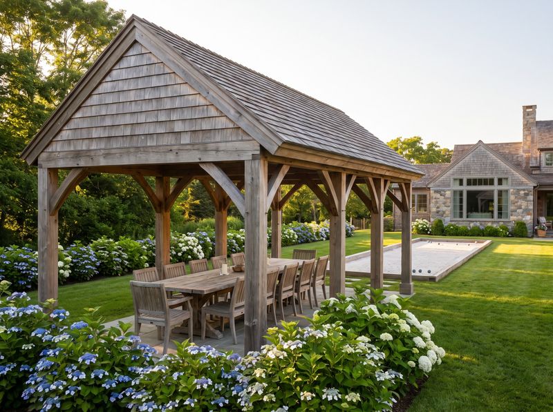 Covered Timber Pavilion Beside Bocce Court