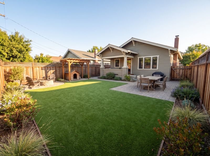 Craftsman Backyard with Turf and Pavers