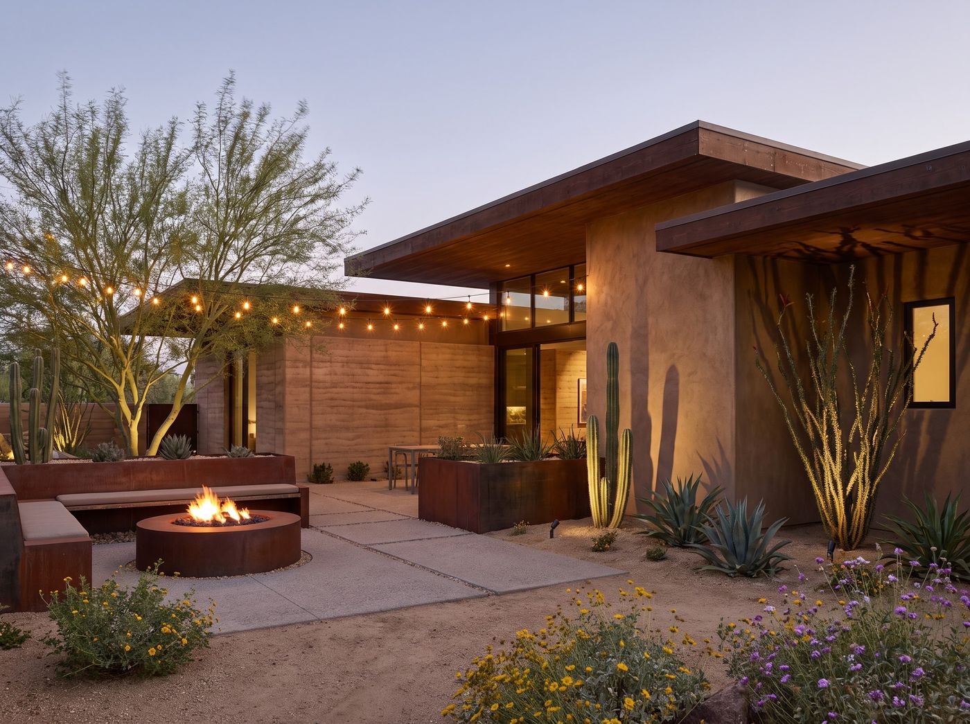 Desert Patio with Corten Fire Pit