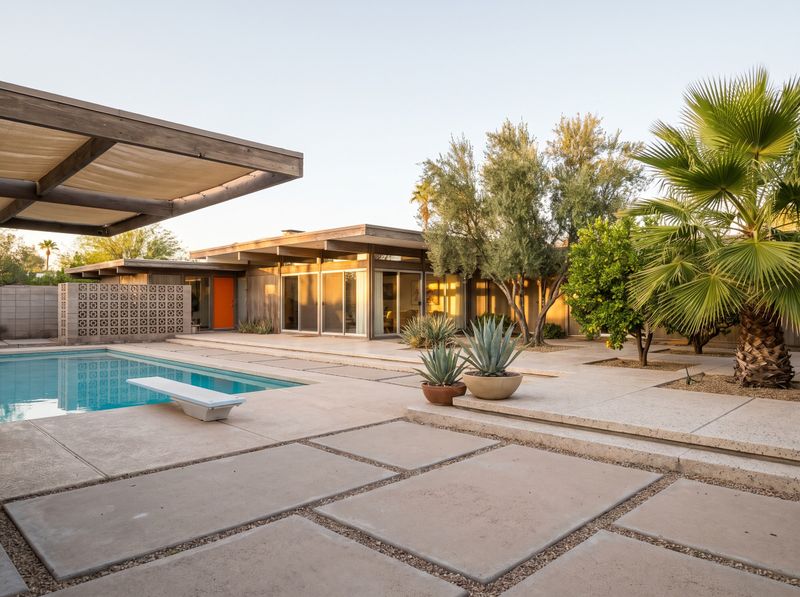 Mid-Century Pool Beside Breeze Block Wall