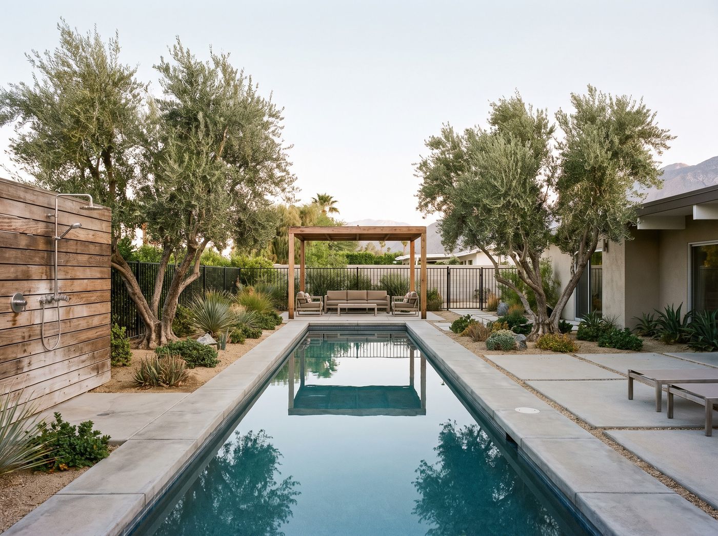 Modern Lap Pool with Timber Pergola