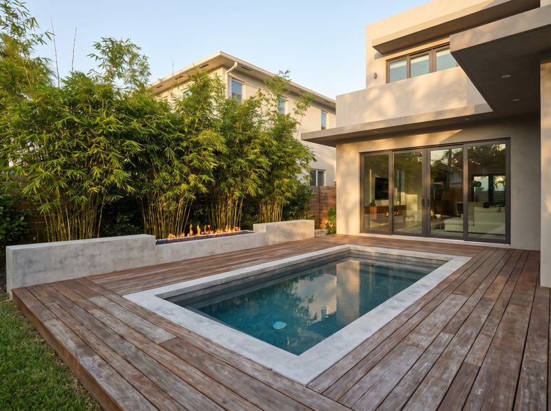 Plunge Pool Beside Bamboo Privacy Screen