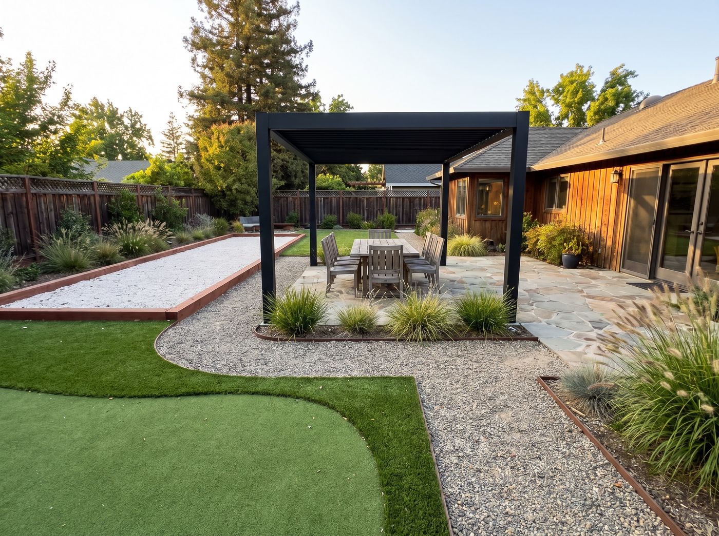 Putting Green and Shaded Dining Pergola