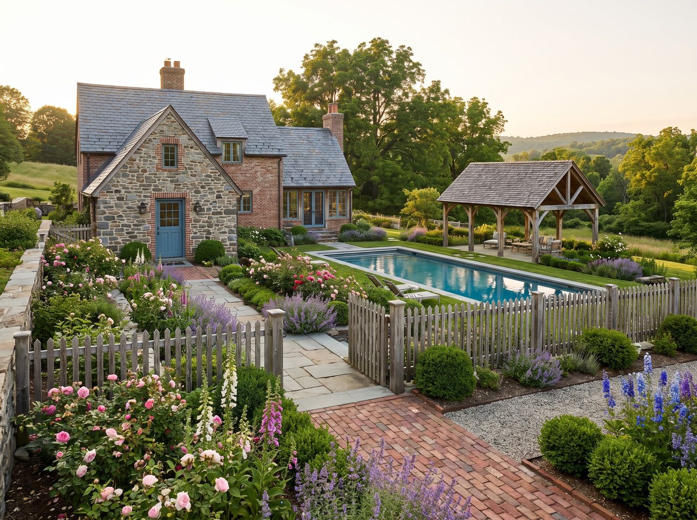 Stone Cottage Pool with Timber Pavilion