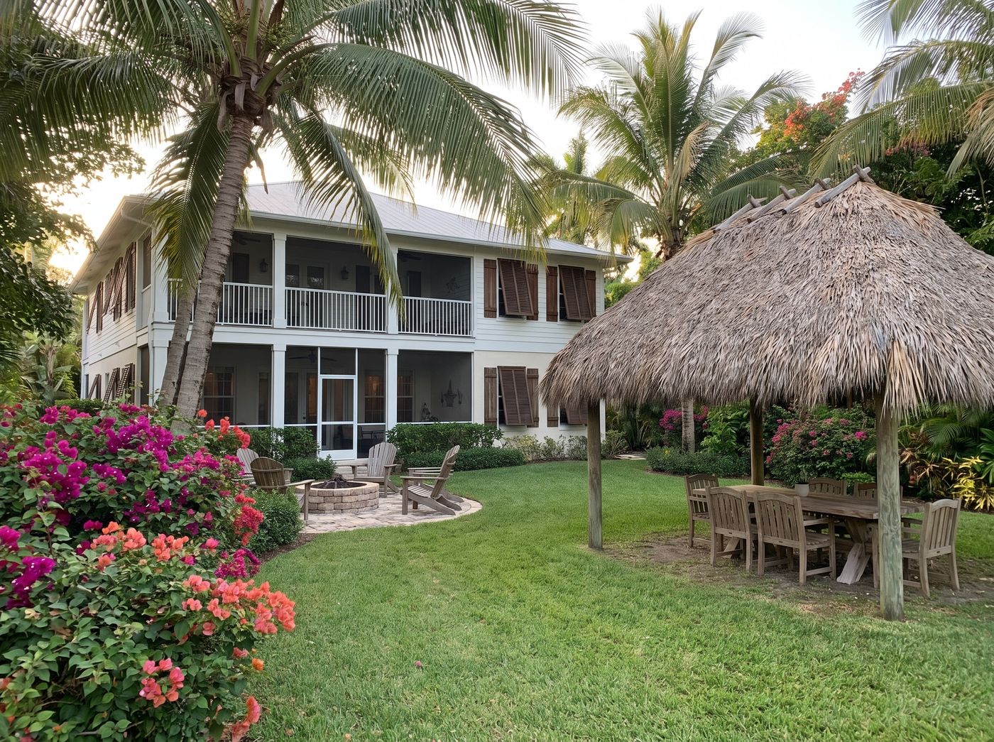 Thatched Palapa Beside Stone Fire Pit