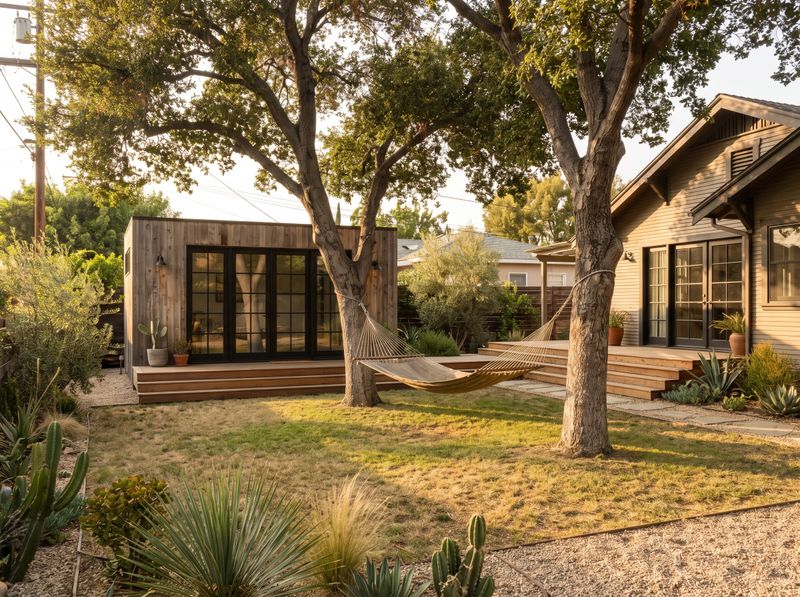 Timber Studio Overlooking a Shaded Hammock