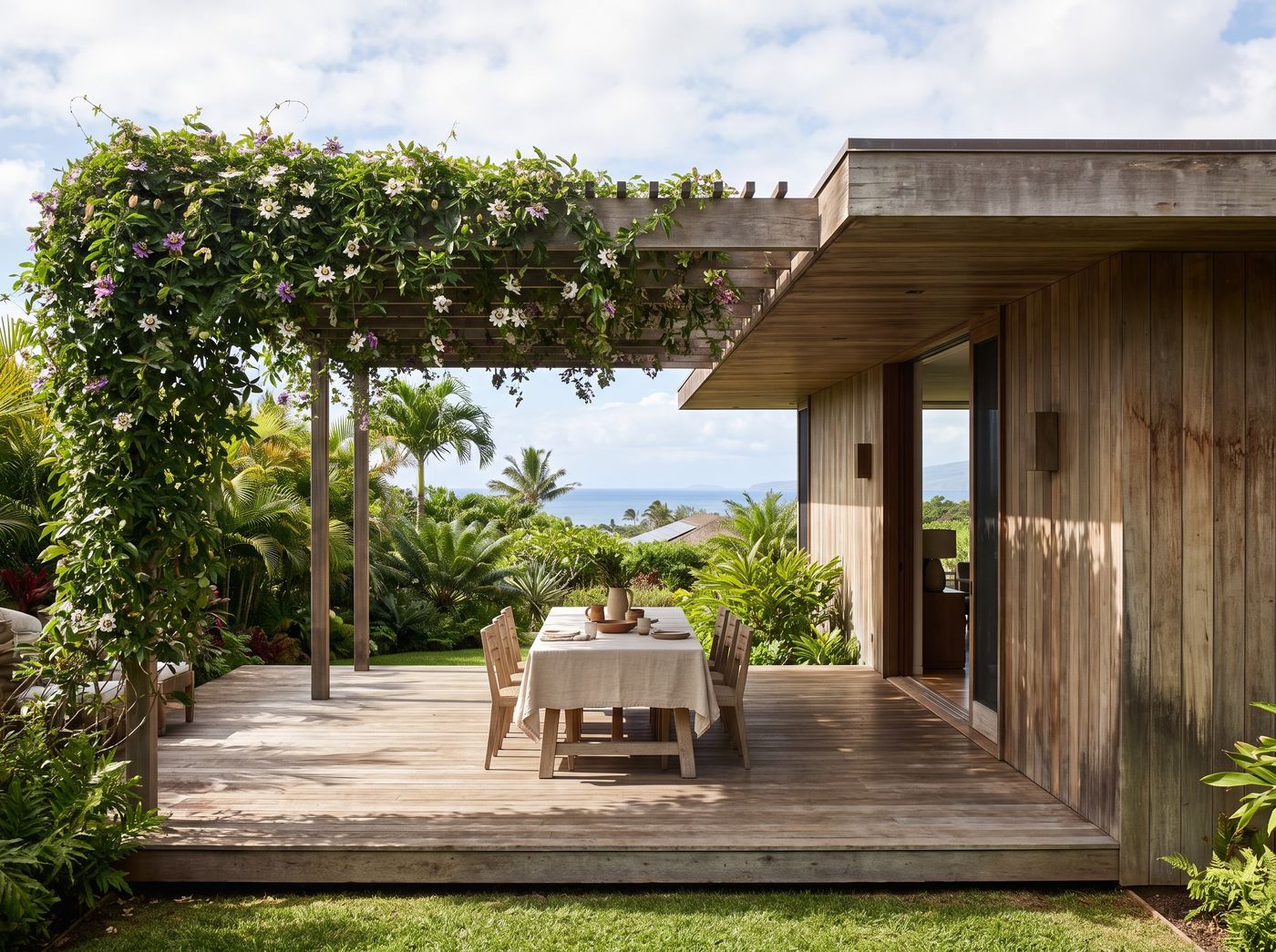 Vine-Covered Pergola on Timber Deck