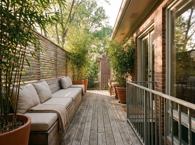 Balcony Bench Backed by Timber Privacy Screen