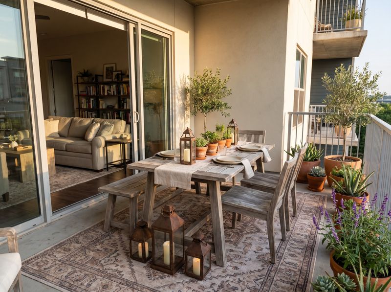 Condo Balcony Dining with Weathered Timber