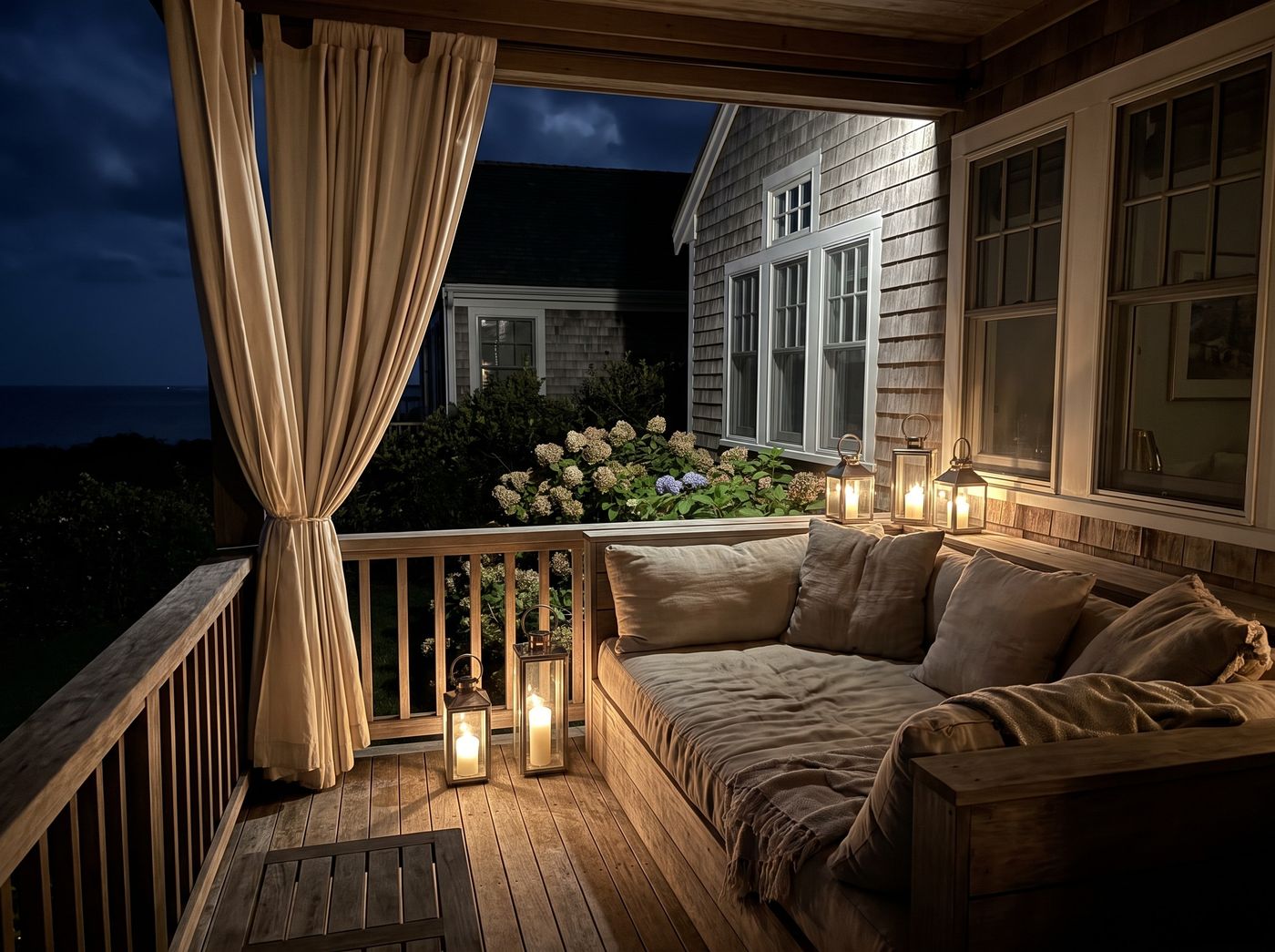 Covered Balcony with Cushioned Daybed