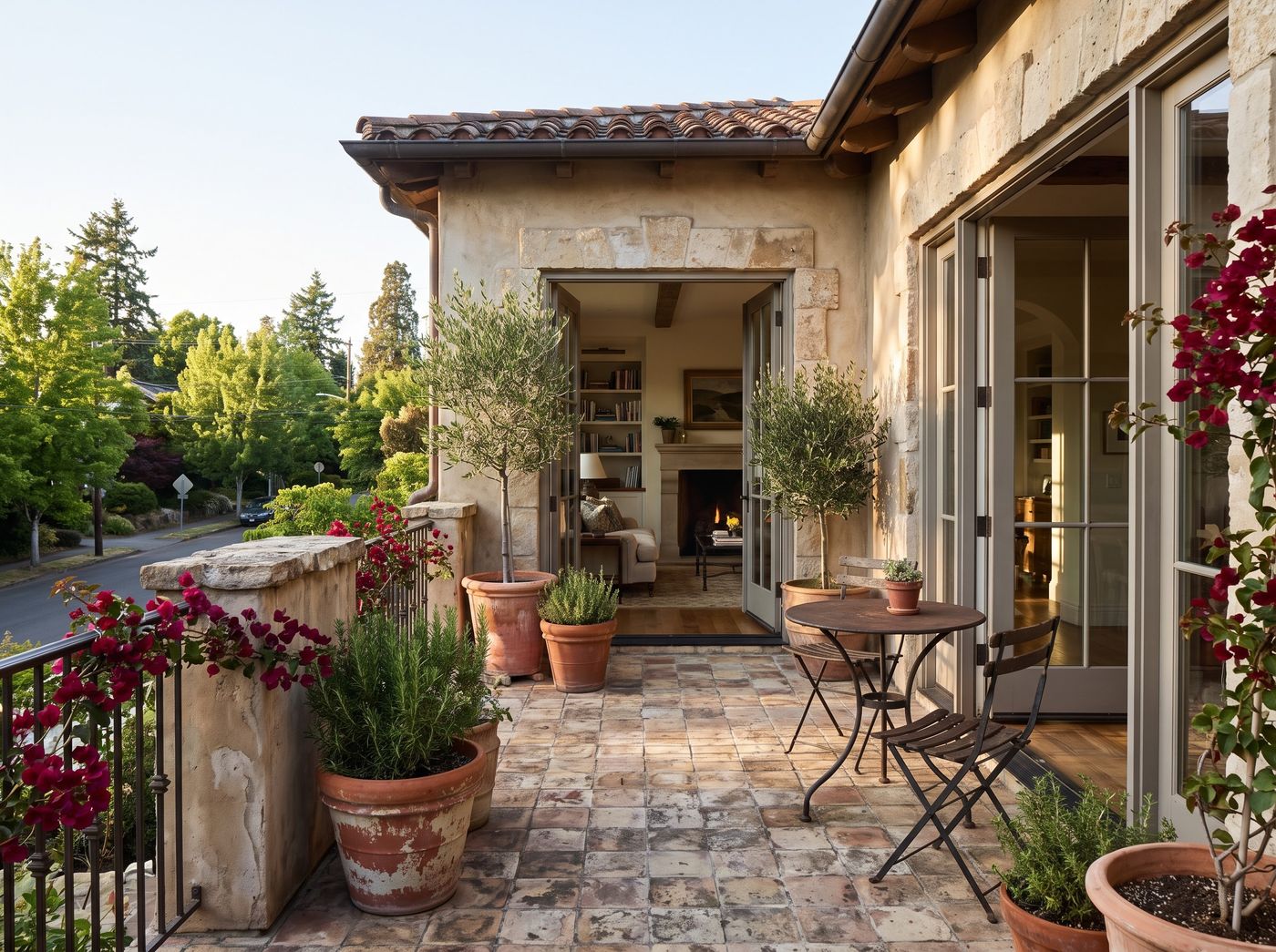 Mediterranean Balcony with Terracotta Planters