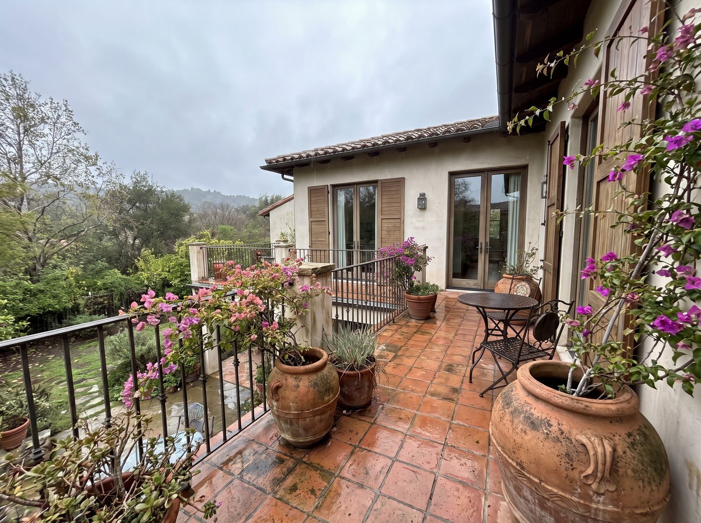 Mediterranean Balcony with Terracotta Planters