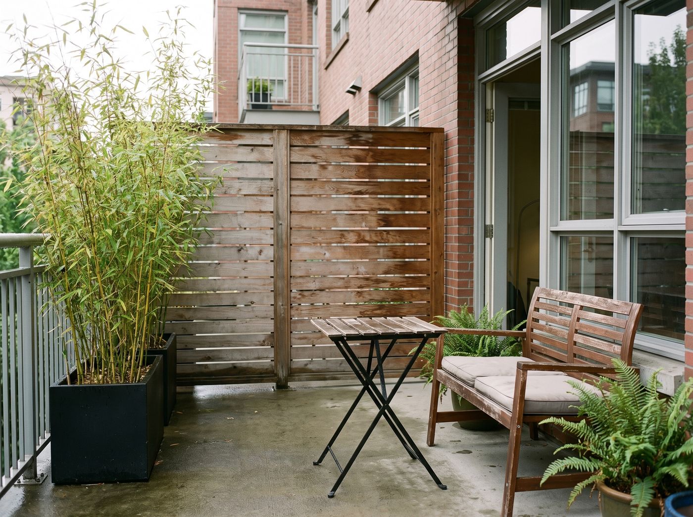 Small Balcony with Slatted Privacy Screen