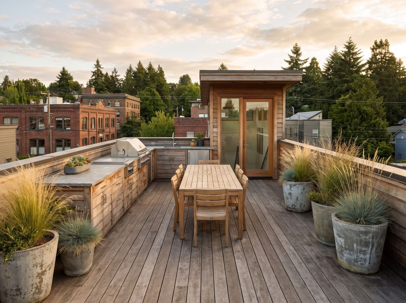 Timber Rooftop Deck with Outdoor Kitchen