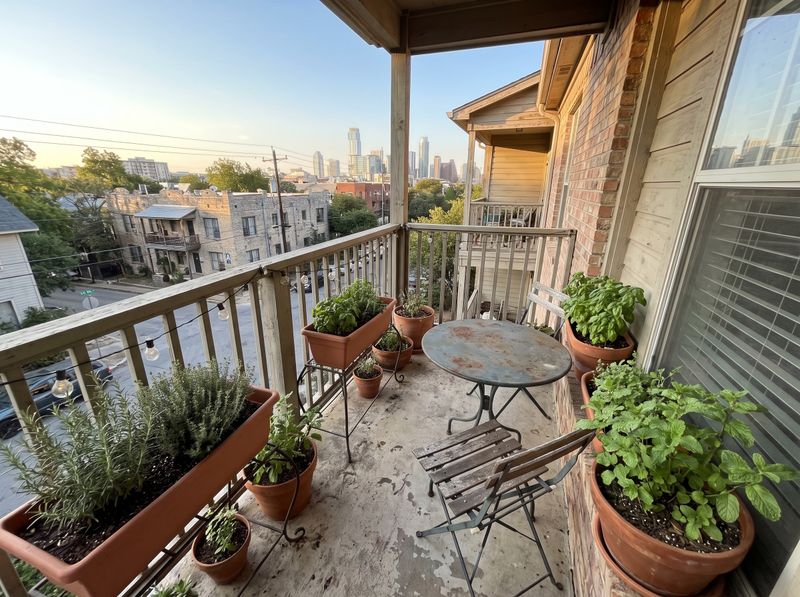 Urban Balcony Herb Garden with Bistro Set