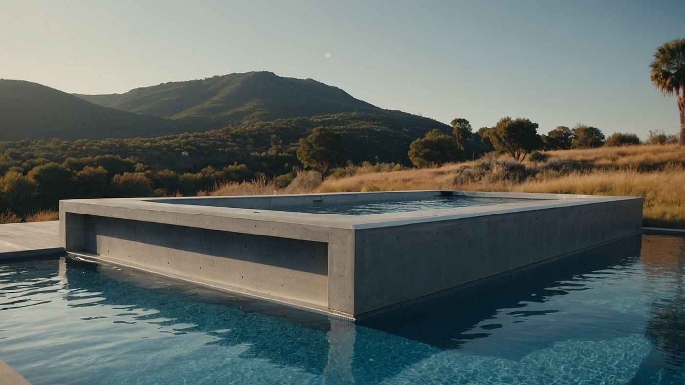 Raised Concrete Spa with Mountain Backdrop