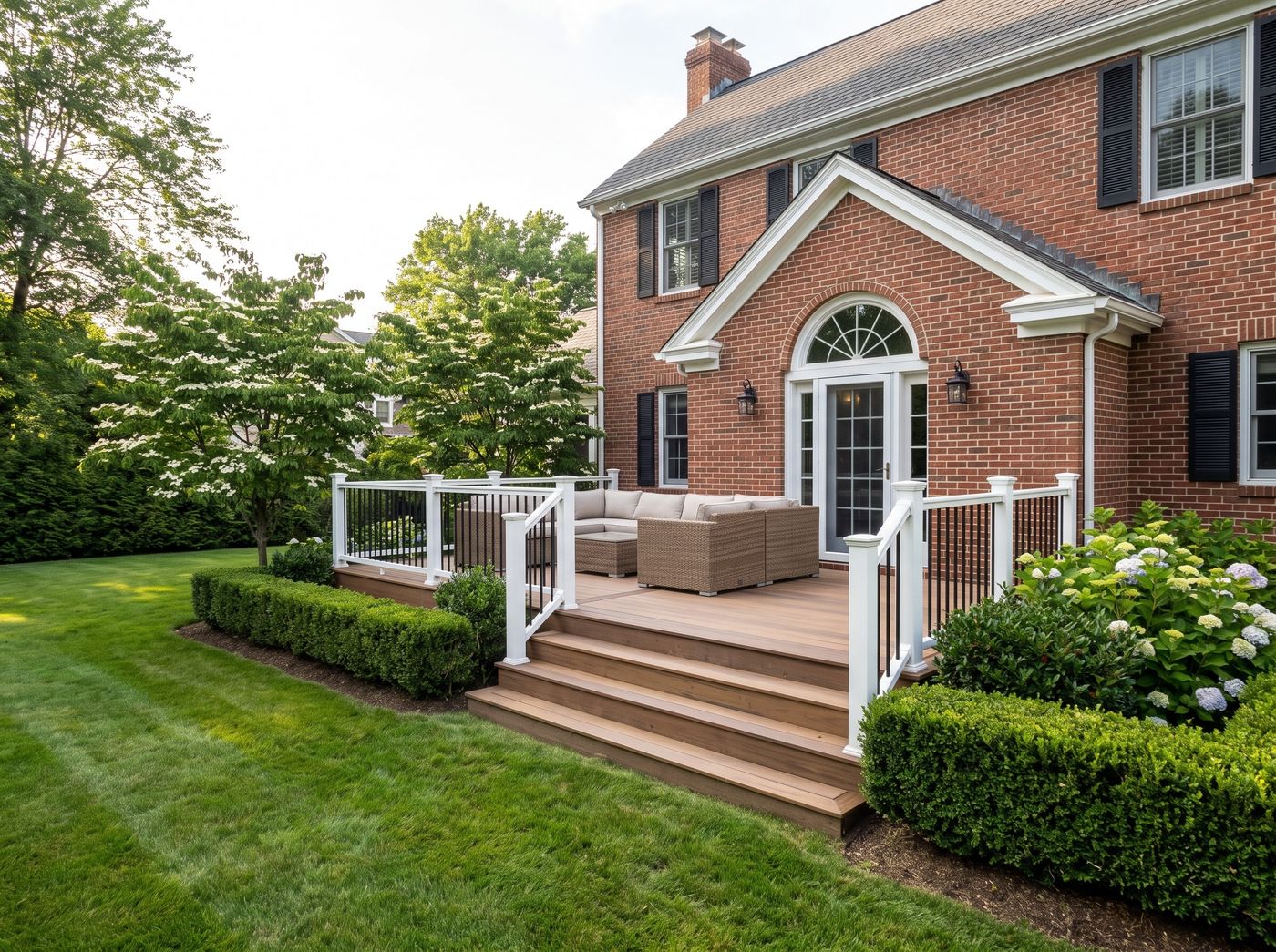 Brick Colonial House with Composite Deck