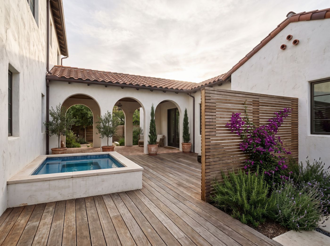 Courtyard Wood Deck with Hot Tub