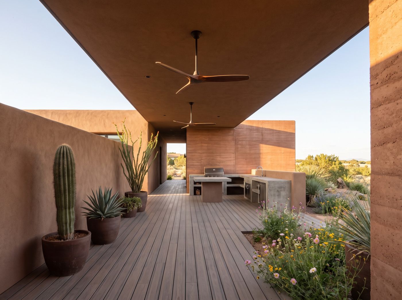 Covered Desert Deck with Outdoor Kitchen