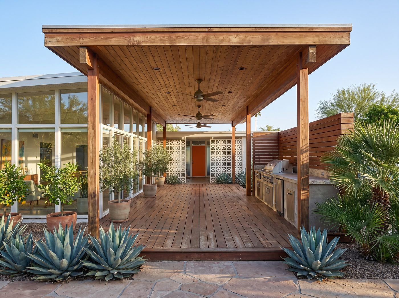 Covered Timber Deck with Outdoor Kitchen