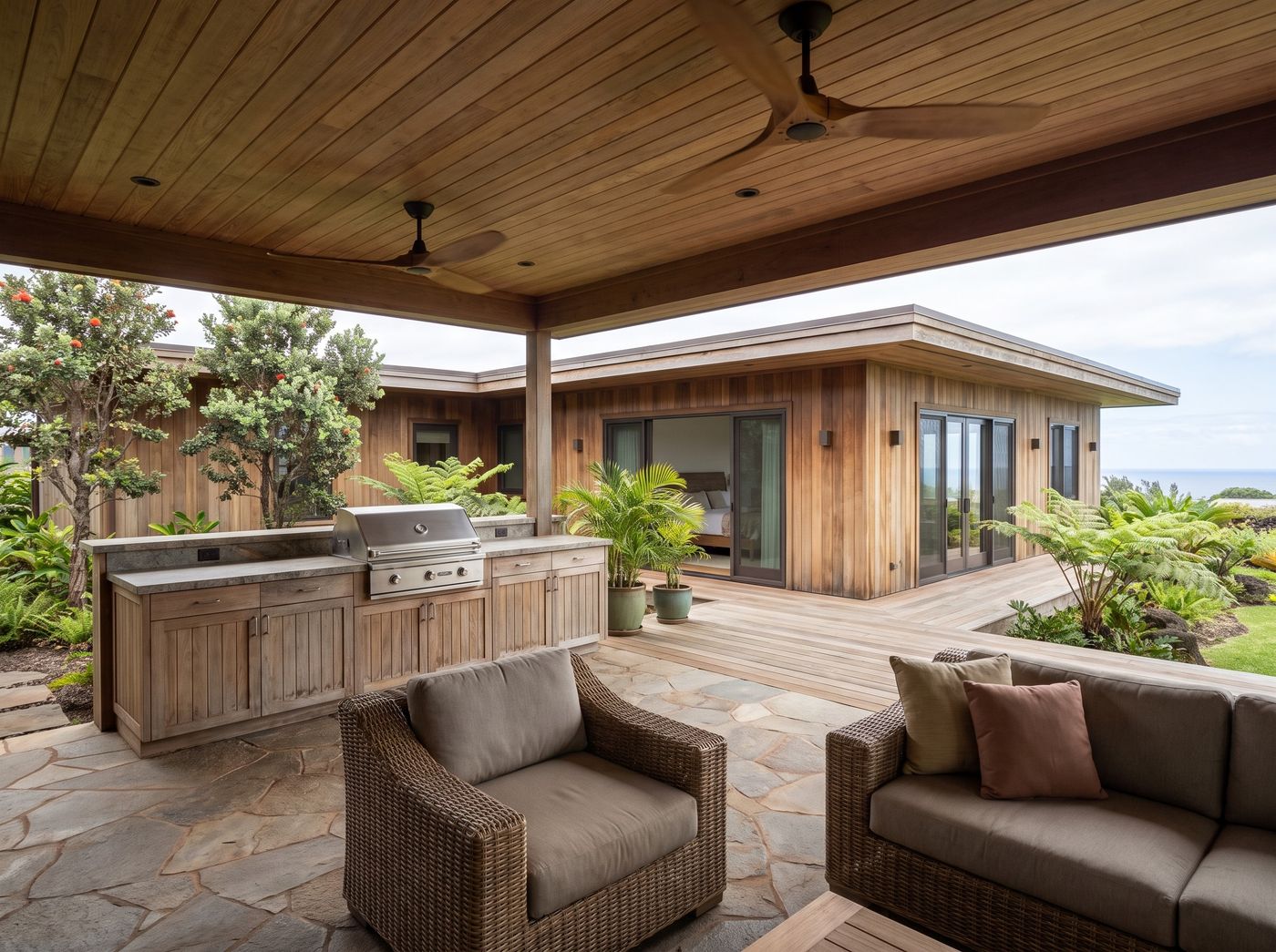Covered Timber Deck with Outdoor Kitchen