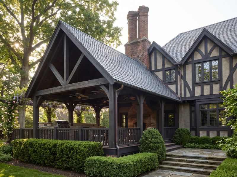 Covered Tudor Deck with Outdoor Kitchen