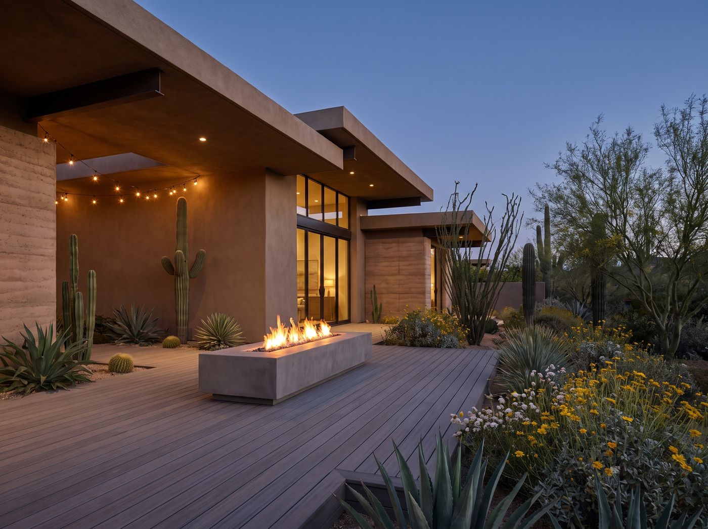 Desert Deck Featuring Concrete Fire Table
