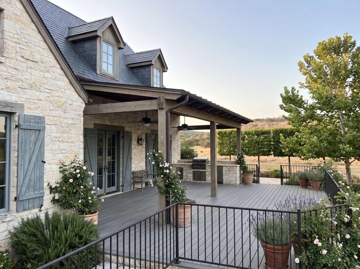 Elevated Deck with Covered Outdoor Kitchen