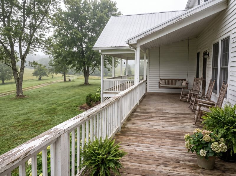 Farmhouse Wraparound Porch with Rocking Chairs