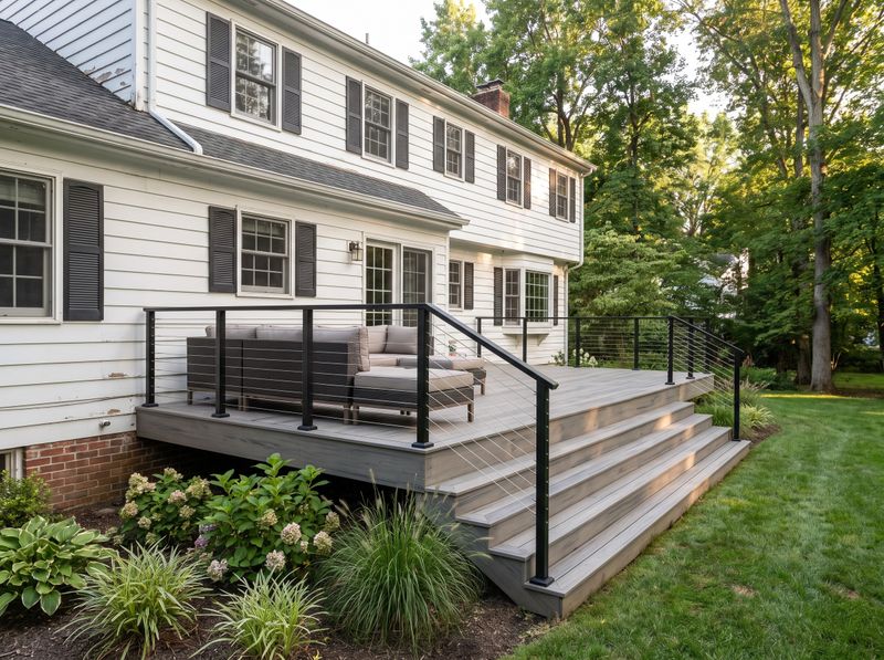 Gray Composite Deck with Cable Railing
