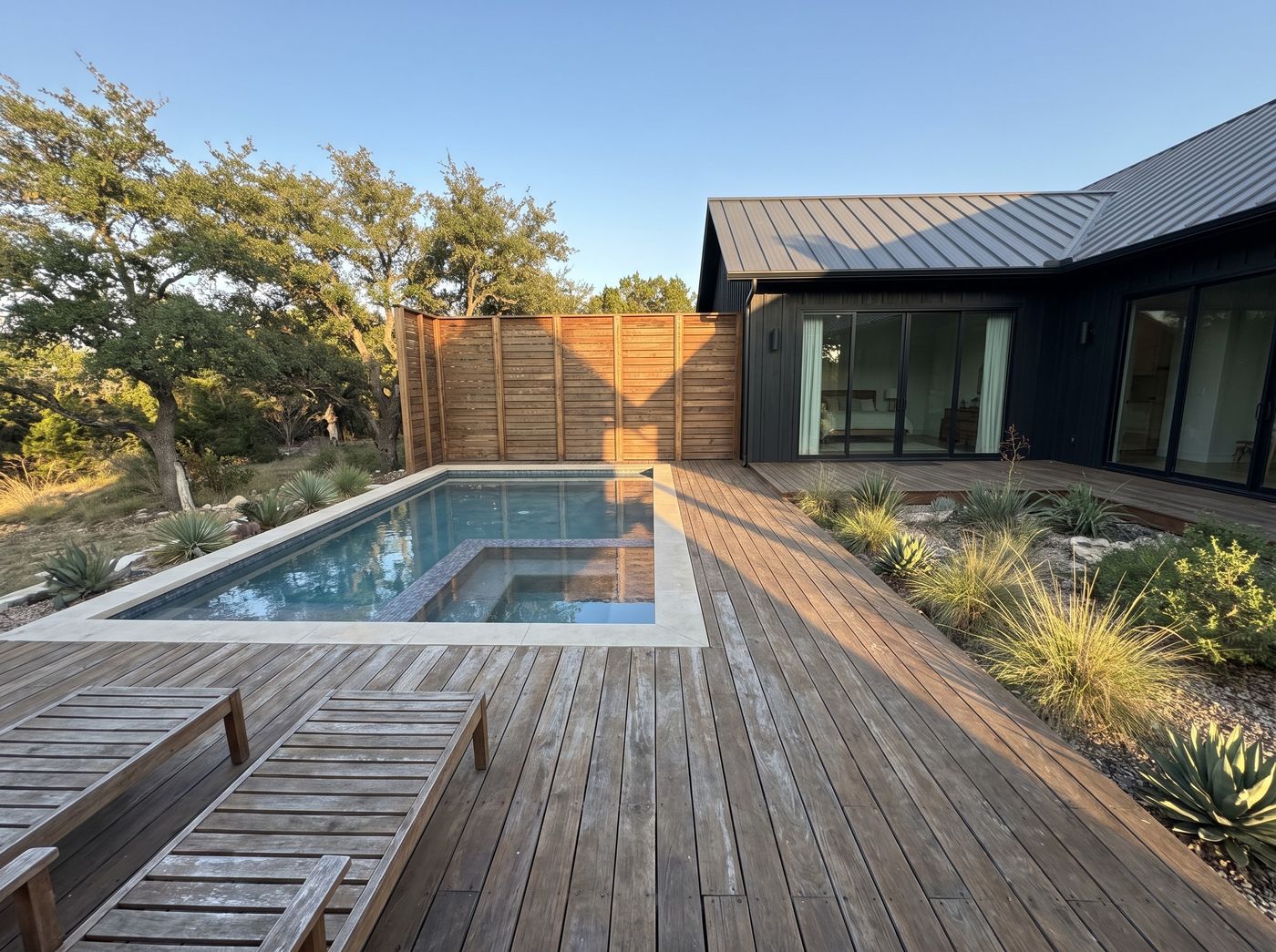 Ipe Pool Deck with Integrated Hot Tub
