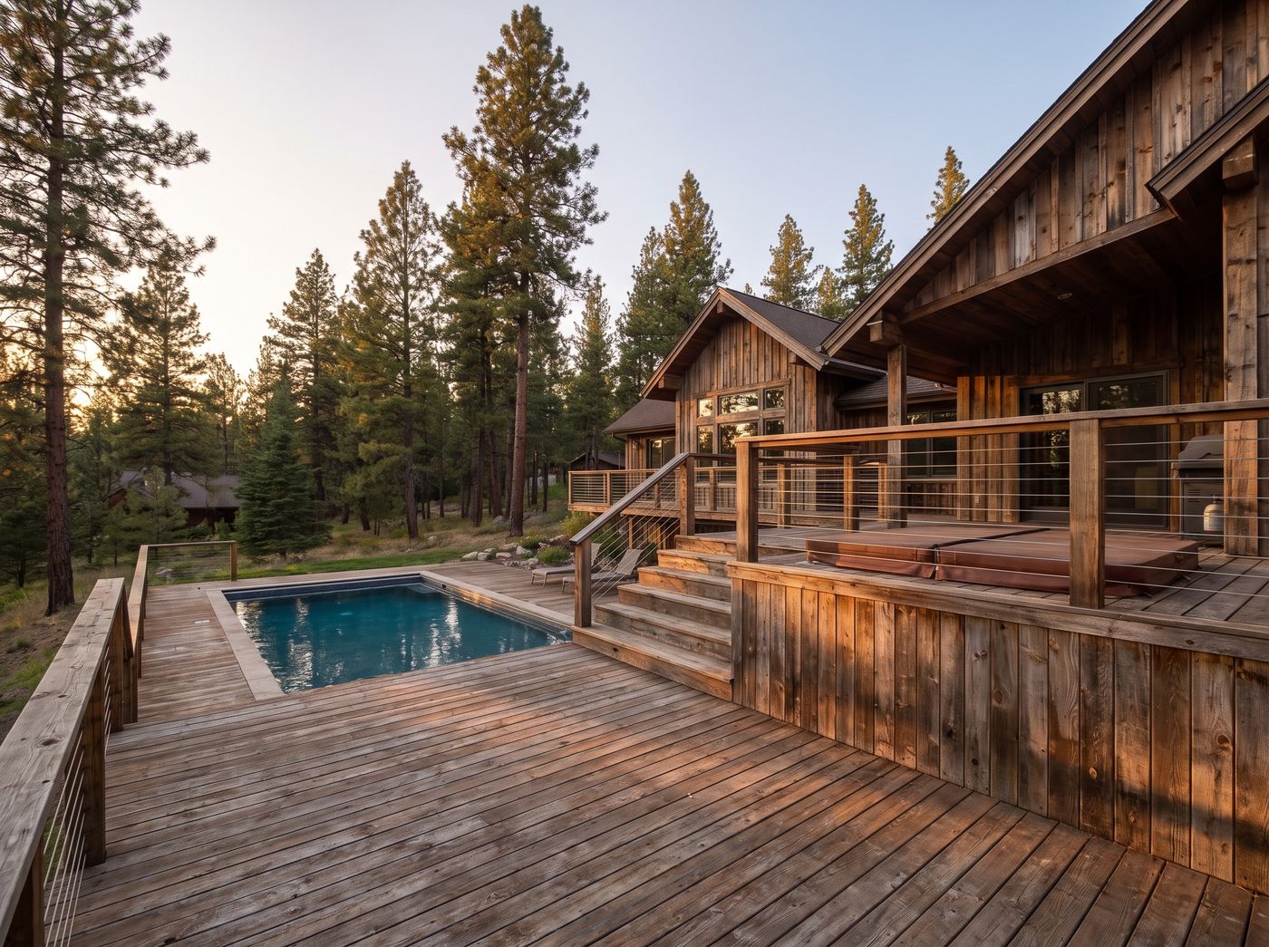 Multi-Level Cedar Deck with Swimming Pool