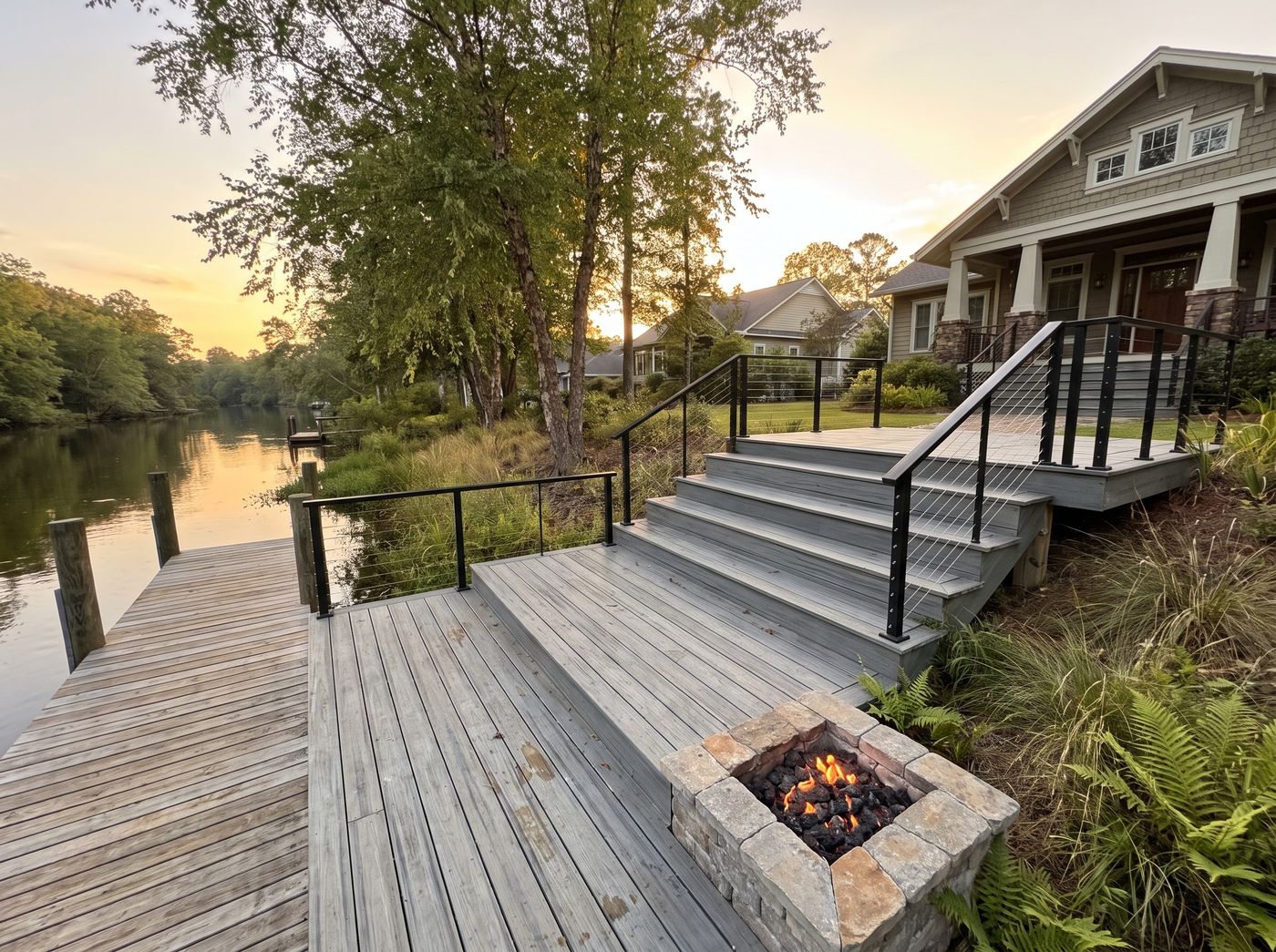 Multi-Level Composite Deck with Fire Pit
