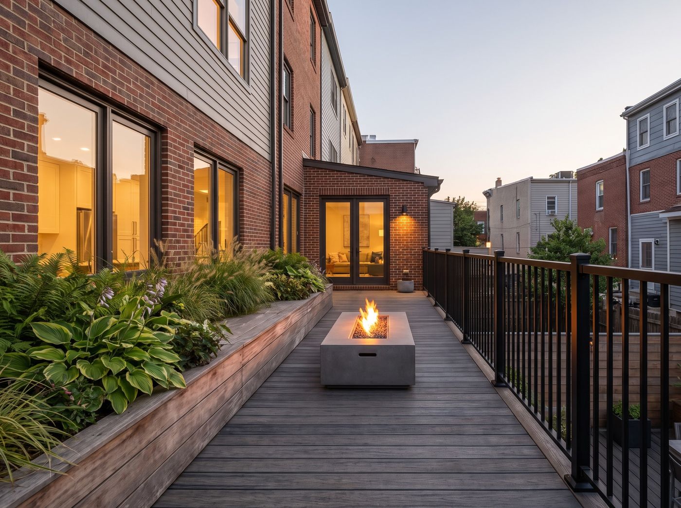 Narrow Composite Deck with Fire Table