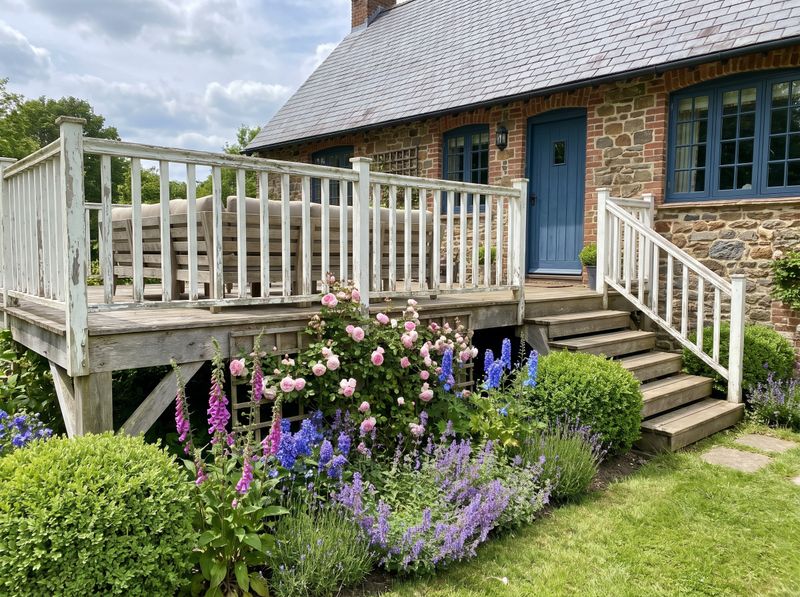 Raised Wooden Deck with Cottage Garden