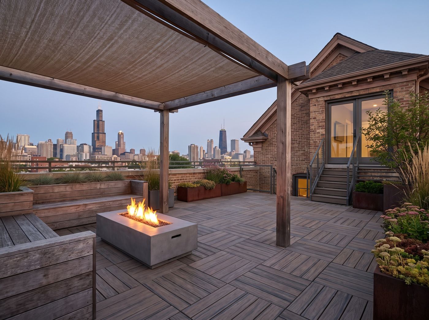Rooftop Composite Deck with Fire Table