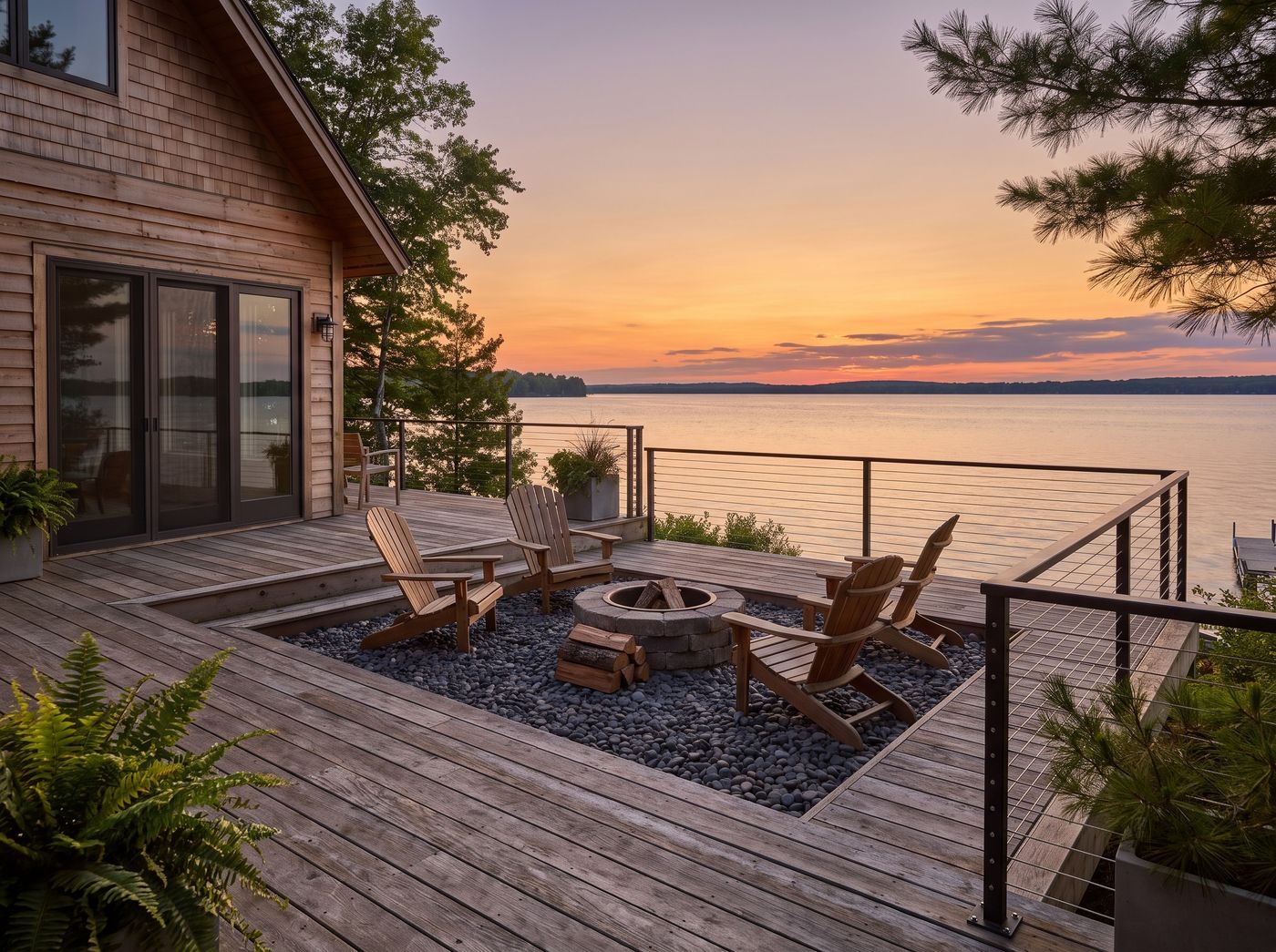 Sunken Fire Pit on Lakeside Deck