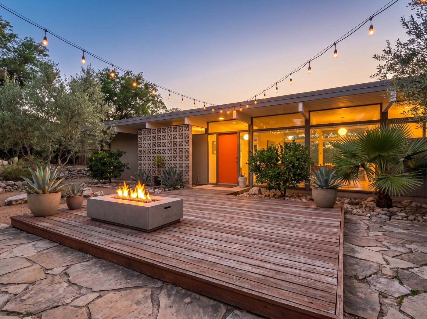 Timber Deck with Concrete Fire Table