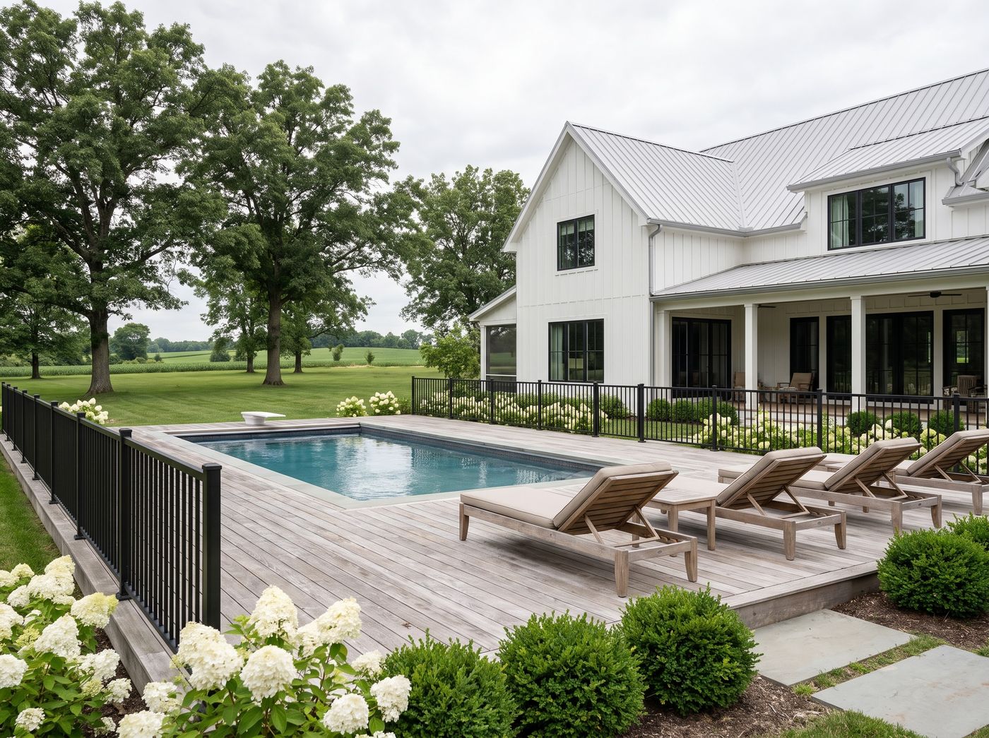 Timber Pool Deck with Reclining Loungers