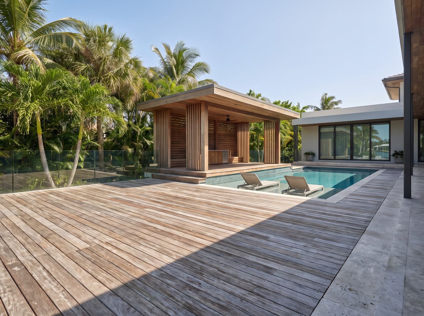 Weathered Ipe Deck with Poolside Cabana