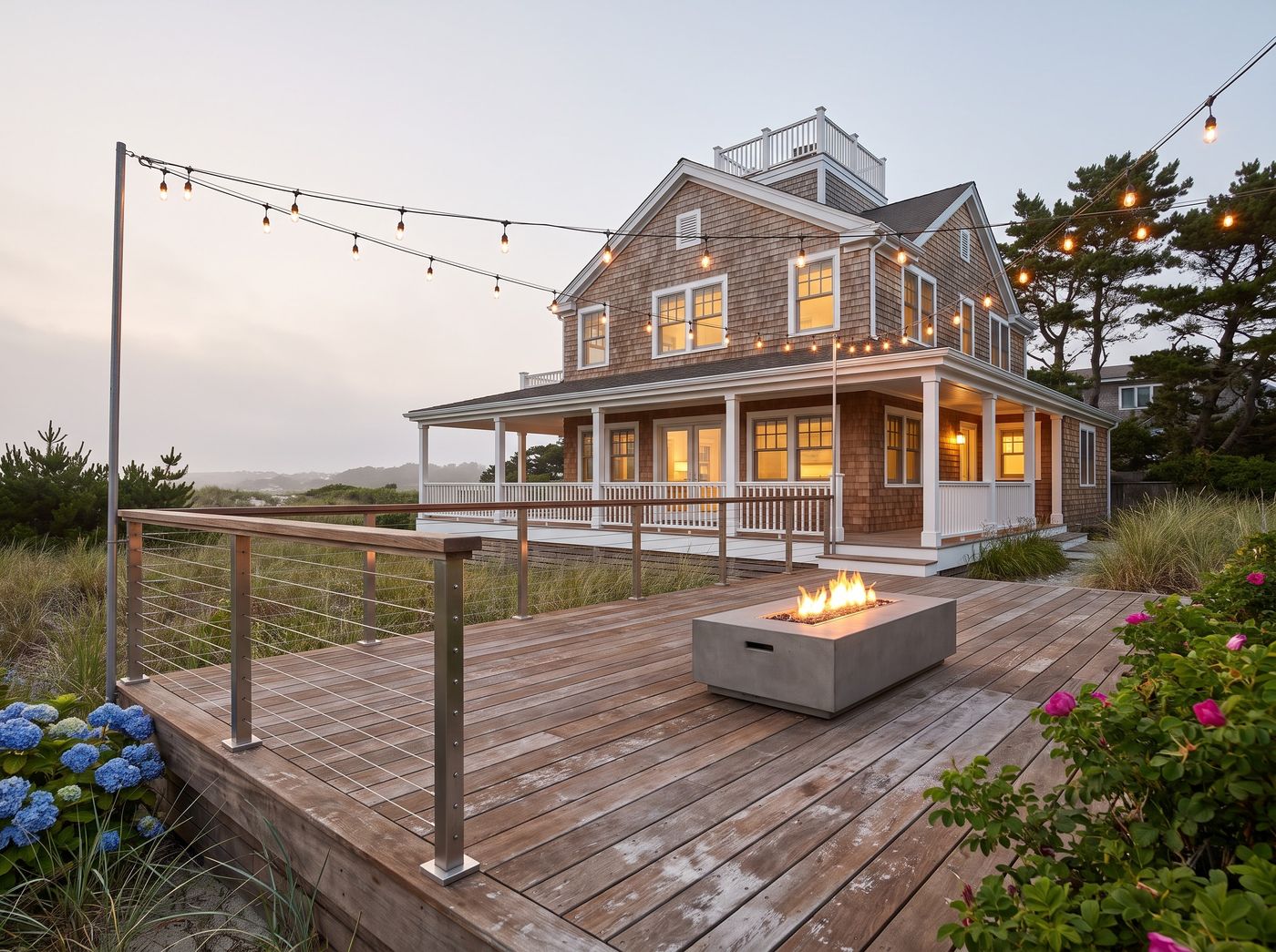 Weathered Timber Deck with Fire Table