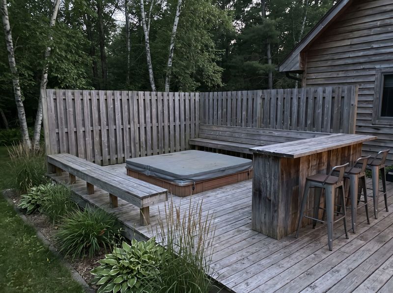 Weathered Timber Deck with Hot Tub