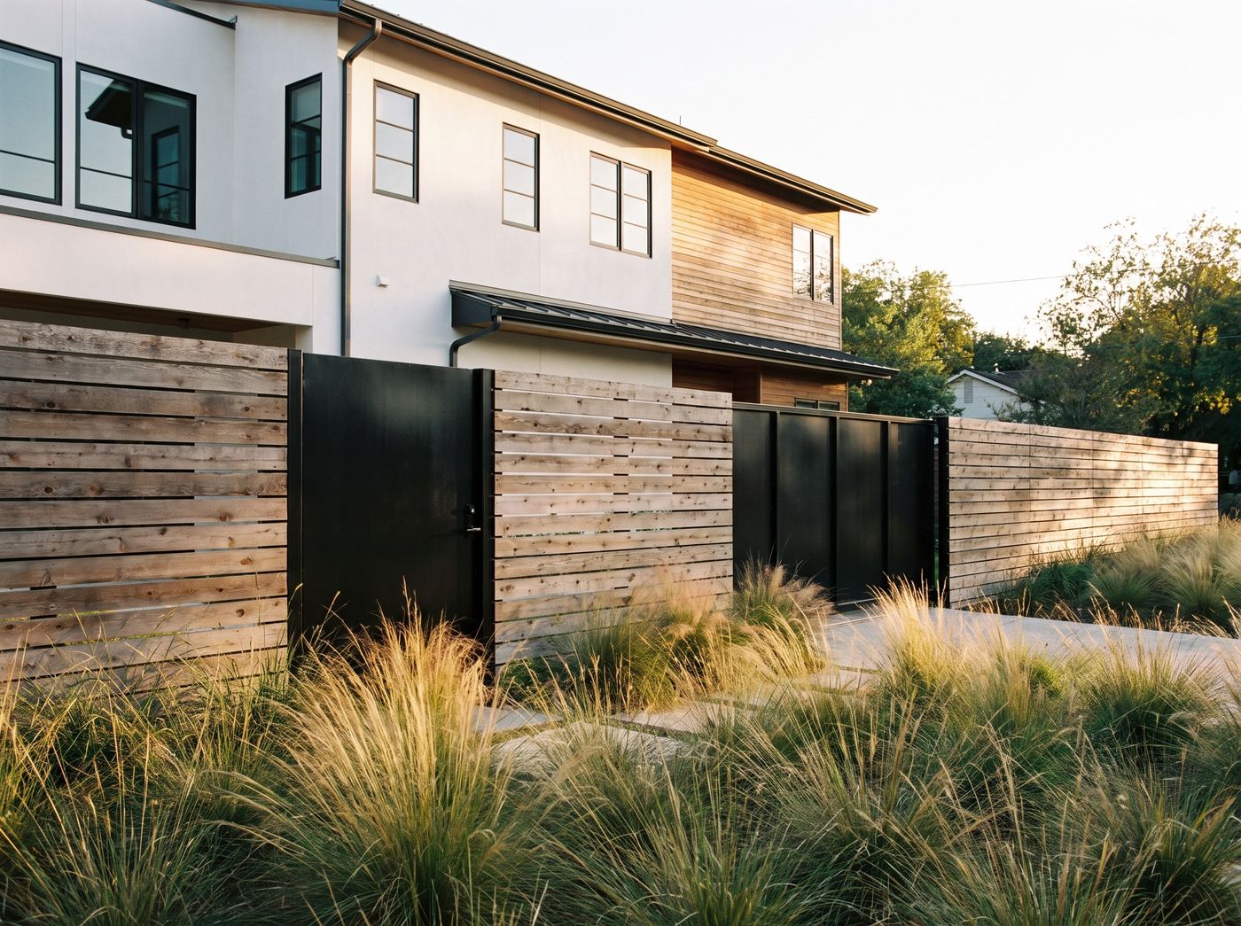 Cedar Privacy Fence with Black Gate