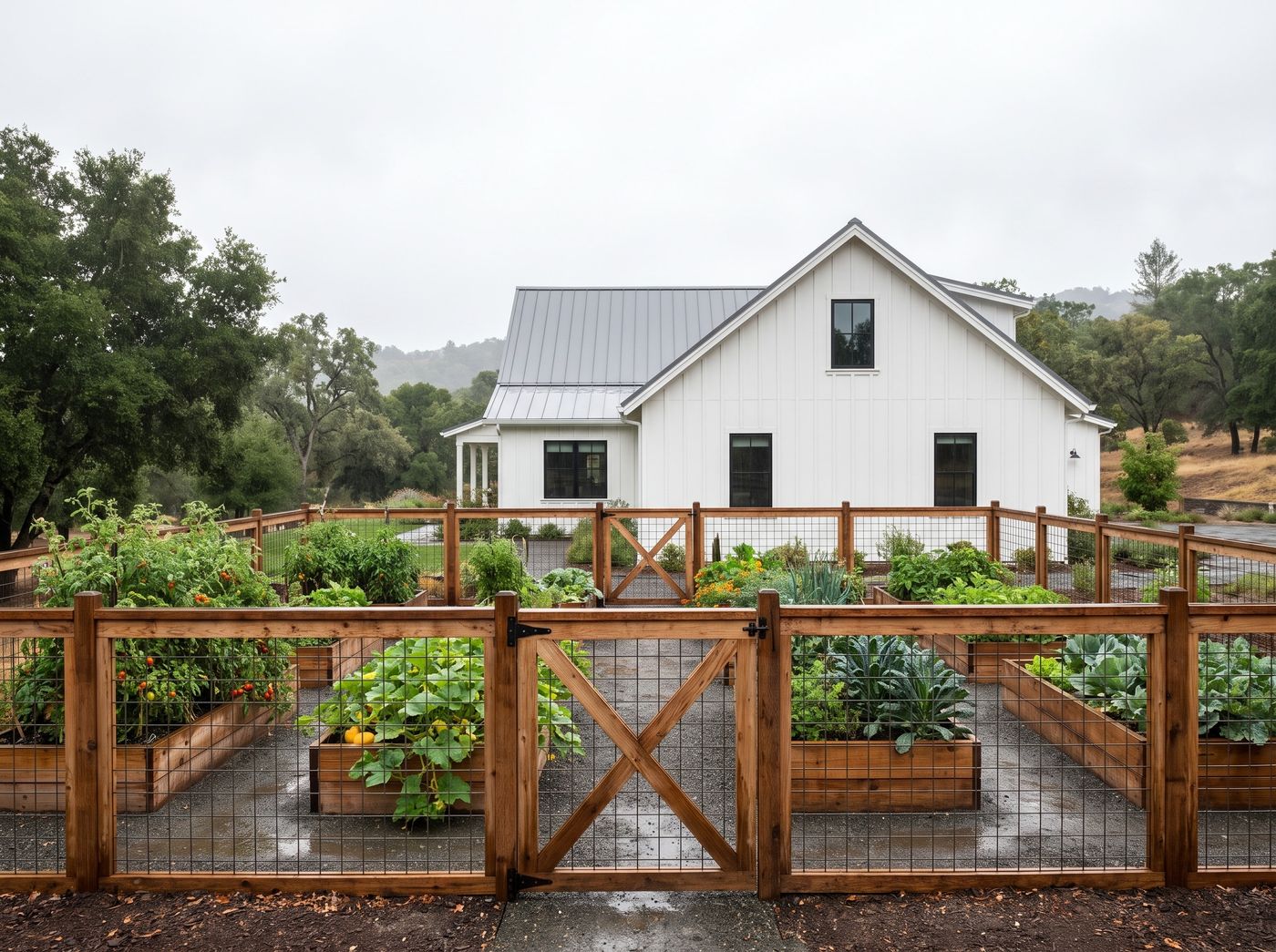 Hog Wire Garden Fence with Gate