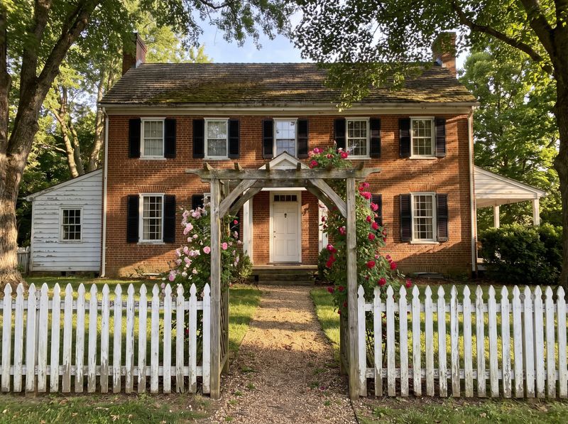 Rose-Covered Arbour with White Picket Fence